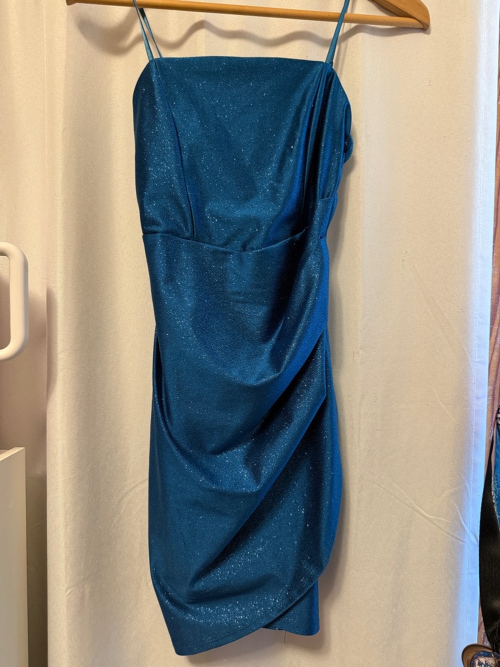 Sparkle Teal Blue Spaghetti-Strap Dress